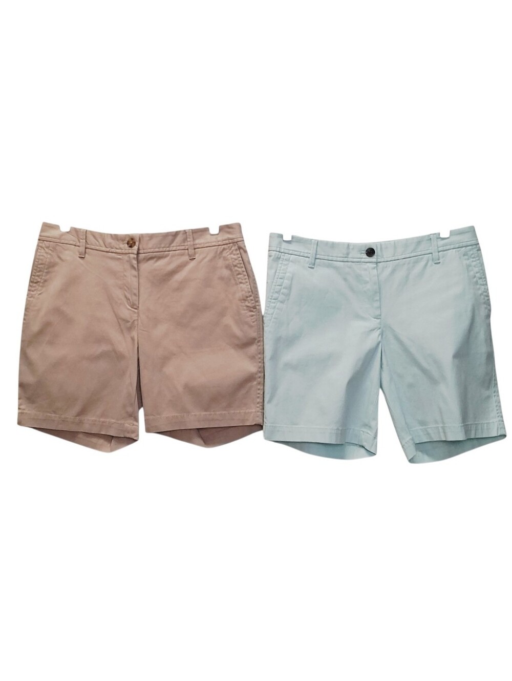 2 Pair Talbots Khaki & Mint Green Relaxed Chino shorts 6" Size 4